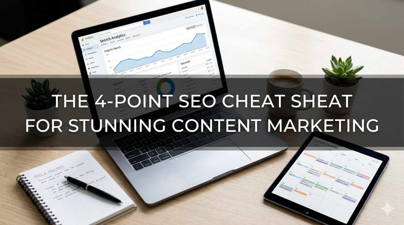 4-Point SEO Cheat Sheet for content strategy – handwritten notes